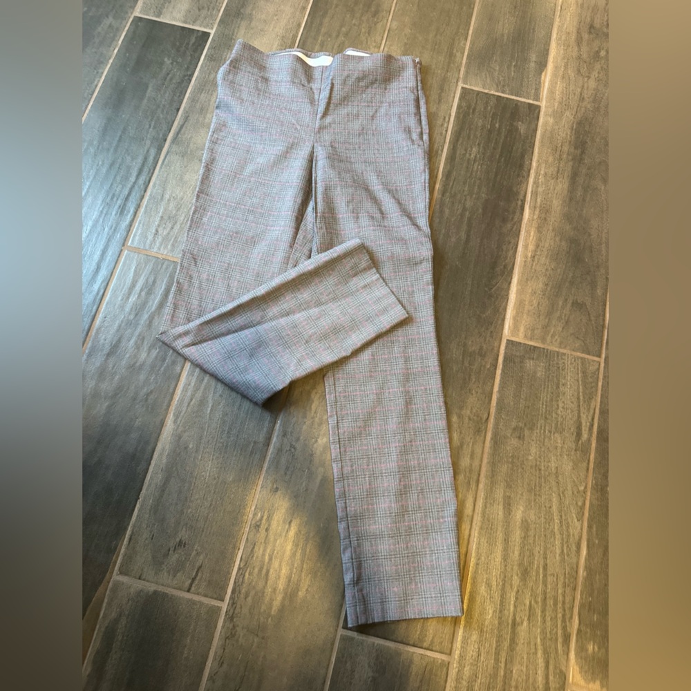 White House Black Market Gray and Pink Plaid Pants